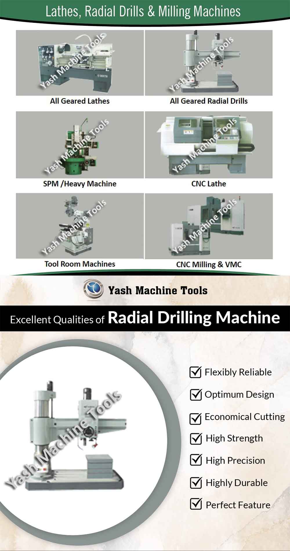Radial Drilling Machine Designed for Drilling Different Size Holes
